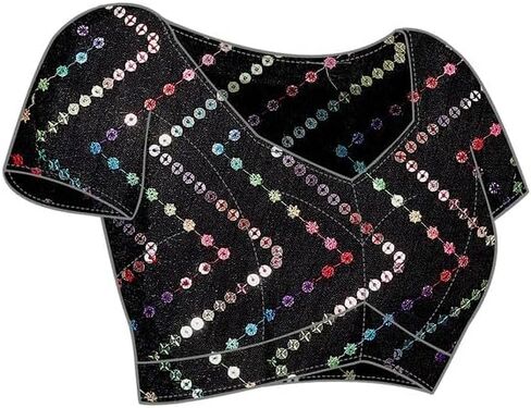 ساري نسائي من SIRIL شيفون مصبوغ ومنسوج ذاتيًا وشرائط جاري مع قطعة بلوزة غير مخيطة in Kuwait