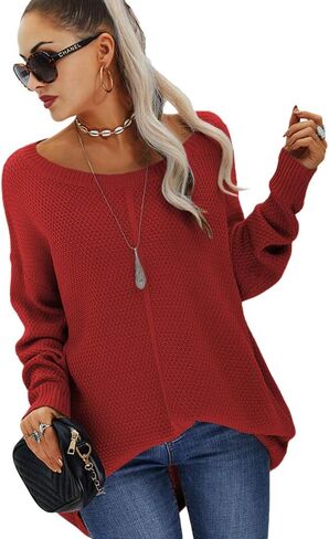 سترة Danedvi النسائية ذات الرقبة الدائرية بلوفر كاجوال للخريف والشتاء بلون سادة للسيدات in Kuwait