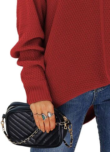 سترة Danedvi النسائية ذات الرقبة الدائرية بلوفر كاجوال للخريف والشتاء بلون سادة للسيدات in Kuwait