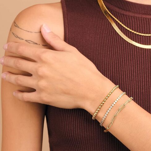 أساور خرز بطبقات ذهبية من KissYan للنساء، مطلية بالذهب عيار 14 قيراط وقابلة للتمدد ومطرزة بالخرز على شكل كرة عين الشر ومشبك ورق على شكل ثعبان كوبي سلسلة ربط الأقمار الصناعية 2/3/4/5 قطعة مجموعة أساور للفتيات المراهقات in Kuwait