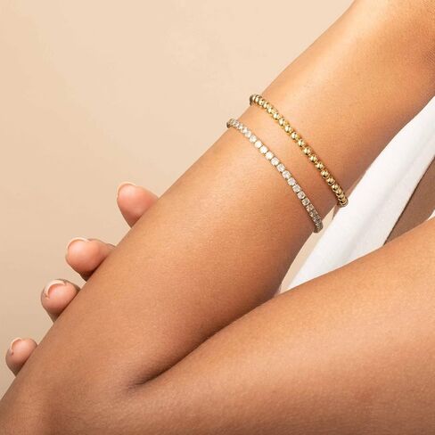 أساور خرز بطبقات ذهبية من KissYan للنساء، مطلية بالذهب عيار 14 قيراط وقابلة للتمدد ومطرزة بالخرز على شكل كرة عين الشر ومشبك ورق على شكل ثعبان كوبي سلسلة ربط الأقمار الصناعية 2/3/4/5 قطعة مجموعة أساور للفتيات المراهقات in Kuwait