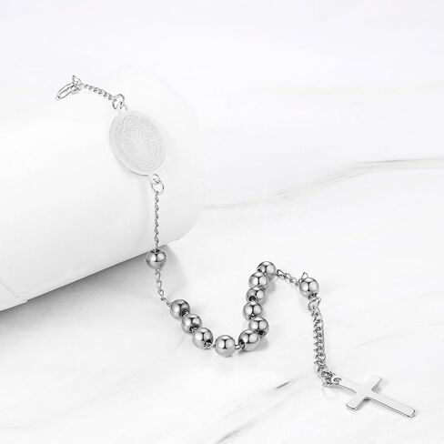 Rofusn Saint Benedict Cross Bracelet, Adjustable Stainless Steel Religious Catholic Link Chain Wristband for Men Womens in Kuwait