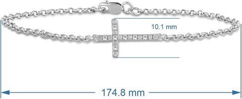Jewelili Sterling Silver Natural White Round Diamonds Sideways Cross Bracelet in Saudi Arabia