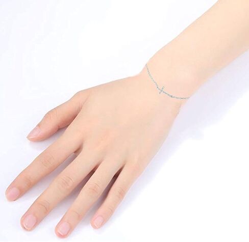 Jewelili Sterling Silver Natural White Round Diamonds Sideways Cross Bracelet in Saudi Arabia