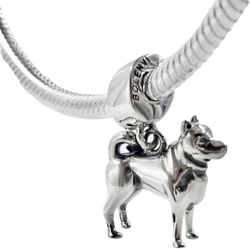 BOLENVI Shiba Inu Shibainu Dog 925 الفضة الاسترليني استرخى قلادة X سحر الخرزة ل Pandora & مشابهة أساور أو قلادة سحر مشابهة in Saudi Arabia