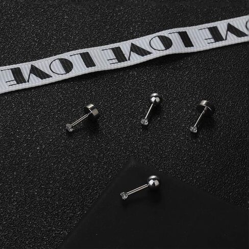8 أزواج من أقراط الغضروف للنساء والرجال، صغيرة من الفولاذ المقاوم للصدأ، ثقب الأذن، مسمار تشيكوسلوفاكيا، أقراط بظهر مسطح، 2-5 مم in Kuwait