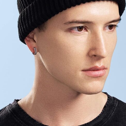 PHNIBIRD الرجال هوب الأقراط الكرمة نمط الأقراط حساسة وفريدة من نوعها للرجال 925 الفضة الاسترليني هيبوالرجينيك الصغيرة Huggie هوب الأقراط للارتداء اليومي غير الرسمي in Kuwait