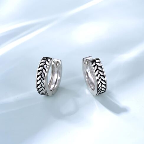 PHNIBIRD الرجال هوب الأقراط الكرمة نمط الأقراط حساسة وفريدة من نوعها للرجال 925 الفضة الاسترليني هيبوالرجينيك الصغيرة Huggie هوب الأقراط للارتداء اليومي غير الرسمي in Kuwait
