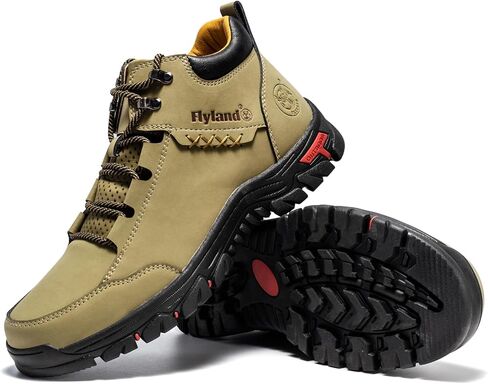 FLYLAND Men's Casual Leather Shoes Chukka Ankle Boots Handmade Fashion Shoes Non Slip Breathable Comfortable Mid Top for Driving Walking Outdoor in Saudi Arabia