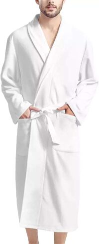 رداء حمام رجالي من CLOHOMIN، رداء سبا للسفر، ملابس نوم دافئة مع جيبين وحزام in Kuwait
