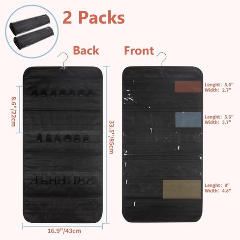 2 عبوة من منظم المجوهرات المعلقة على الوجهين من CRUGLA، 80 جيبًا و40 حلقة خطاف فوق الباب منظم مجوهرات لحمل المجوهرات، حامل أقراط خزانة على الوجهين، بيج in Kuwait