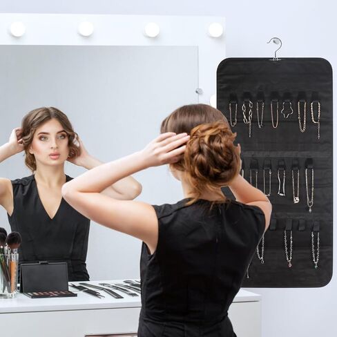 2 عبوة من منظم المجوهرات المعلقة على الوجهين من CRUGLA، 80 جيبًا و40 حلقة خطاف فوق الباب منظم مجوهرات لحمل المجوهرات، حامل أقراط خزانة على الوجهين، بيج in Kuwait