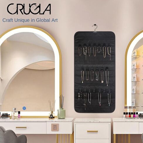 2 عبوة من منظم المجوهرات المعلقة على الوجهين من CRUGLA، 80 جيبًا و40 حلقة خطاف فوق الباب منظم مجوهرات لحمل المجوهرات، حامل أقراط خزانة على الوجهين، بيج in Kuwait
