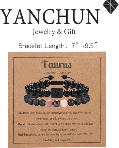 YANCHUN 2pcs Zodiac Bracelet for Men Women Zodiac Sign Bracelet Beaded for Girls Natural Healing Stone Bracelet for Men Zodiac Gift for Him Her Christmas Gifts in Saudi Arabia