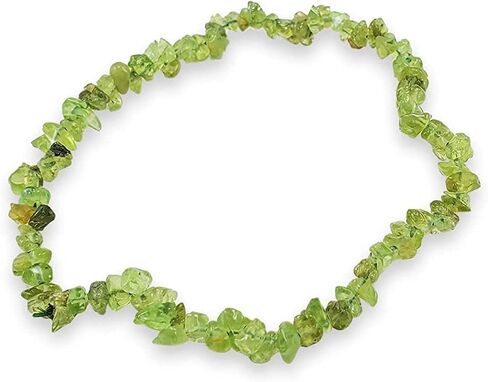 WHOLESALEGEMSHOP Peridot Gemstone Chips Bracelet - 7.50 inches Bead String Crystal Healing Women Gift Positive Energy Fashion Wicca Jewelry Peace Luck in Kuwait