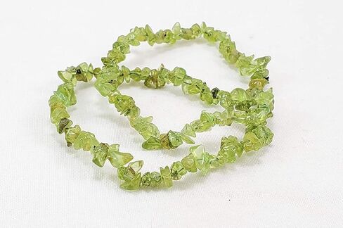 WHOLESALEGEMSHOP Peridot Gemstone Chips Bracelet - 7.50 inches Bead String Crystal Healing Women Gift Positive Energy Fashion Wicca Jewelry Peace Luck in Kuwait