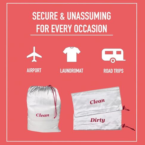 Travel Essentials Satin Clean and Dirty Laundry-Undergarment Garment bag with Locking Drawstring Closure. Rip Resistant Material 22L x 15W in Saudi Arabia