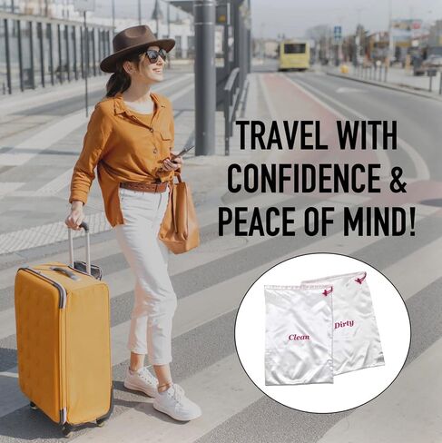 Travel Essentials Satin Clean and Dirty Laundry-Undergarment Garment bag with Locking Drawstring Closure. Rip Resistant Material 22L x 15W in Saudi Arabia