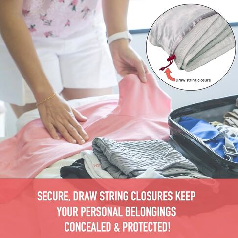 Travel Essentials Satin Clean and Dirty Laundry-Undergarment Garment bag with Locking Drawstring Closure. Rip Resistant Material 22L x 15W in Saudi Arabia