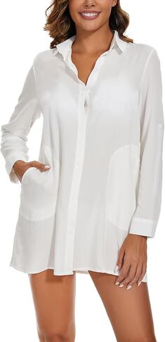 MINTLIMIT Bathing Suit Cover Up for Women Bikini Beachwear Swimsuit Coverups Button Down Shirt Dresses Top with Pockets in Saudi Arabia