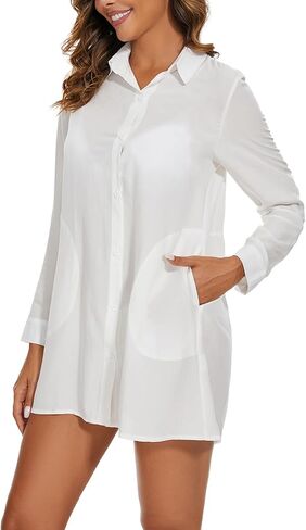 MINTLIMIT Bathing Suit Cover Up for Women Bikini Beachwear Swimsuit Coverups Button Down Shirt Dresses Top with Pockets in Saudi Arabia