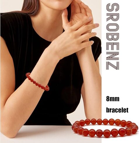 SROBenz 12 قطعة 8 مم أحجار كريمة مطرز أساور للرجال والنساء حجر شفاء حبة شبه ثمينة تمتد جولة حبة كريستال أساور للجنسين in Kuwait