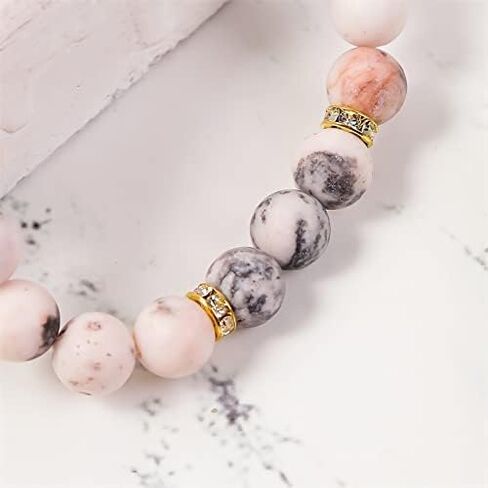 BFGFGO Therapeutic Crystal Rose Quartz Bead Bracelet Fashion healthy crystal stone jewelry vitality extract Beaded charm chain bracelet bring good luck healthy women Bracelet (10mm), Pink, 18cm in Saudi Arabia