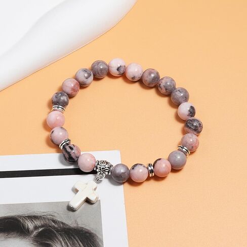 الهدايا المسيحية للنساء والرجال الصليب شفاء كريستال أساور الإيمان عيد الفصح الكاثوليكية مجوهرات الدينية الحجر الطبيعي تمتد أساور الإجهاد الإغاثة القلق اليوغا سوار هدايا عيد ميلاد للمراهقين in Saudi Arabia