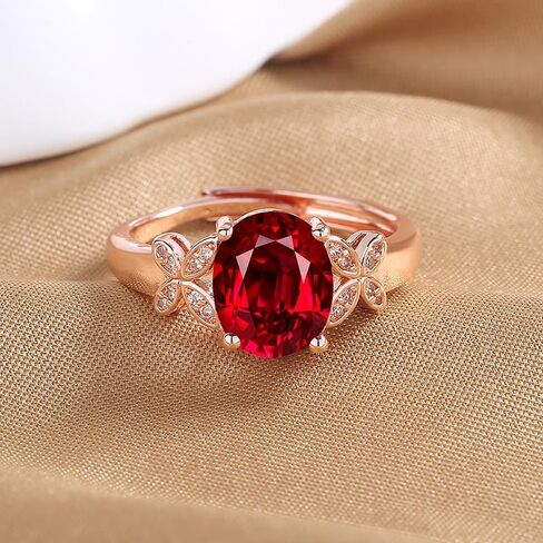 14K Gold Butterfly CZ Stone Open Adjustable Ring for Women, Eternity Stackable Romantic Engagement Statement Jewelry, Colorful Princess Cut Bridal Cubic Zirconia Ring Gift Red in Saudi Arabia