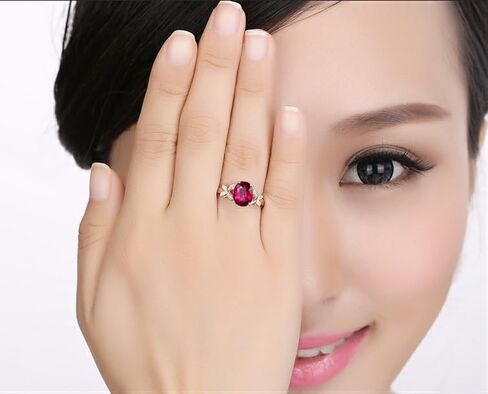 14K Gold Butterfly CZ Stone Open Adjustable Ring for Women, Eternity Stackable Romantic Engagement Statement Jewelry, Colorful Princess Cut Bridal Cubic Zirconia Ring Gift Red in Saudi Arabia