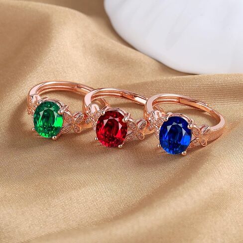 14K Gold Butterfly CZ Stone Open Adjustable Ring for Women, Eternity Stackable Romantic Engagement Statement Jewelry, Colorful Princess Cut Bridal Cubic Zirconia Ring Gift Red in Saudi Arabia
