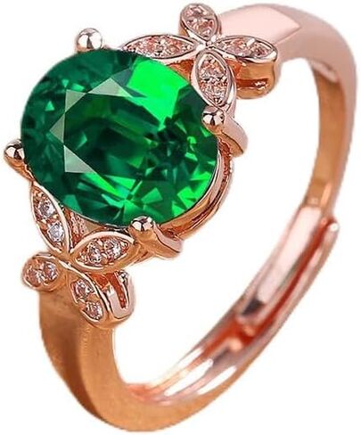 14K Gold Butterfly CZ Stone Open Adjustable Ring for Women, Eternity Stackable Romantic Engagement Statement Jewelry, Colorful Princess Cut Bridal Cubic Zirconia Ring Gift Red in Kuwait