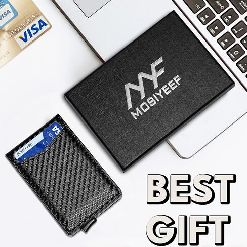 MOSIYEEF Pop Up Card Holder - Stealth Wallet for Men with Engraved Heartwarming Sentence - Inspirational Gift Ideas for Men - Slim RFID Blocking Minimalist Bifold Wallet with Leather Slots in Saudi Arabia