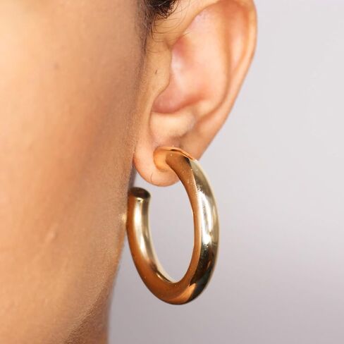 Gold Hoop Earrings Set 14k Gold Plated Huggie Earrings Hypoallergenic Chunky Twisted Thick Jewelry for Multiple Piercing Christmas Gift for Women in Kuwait