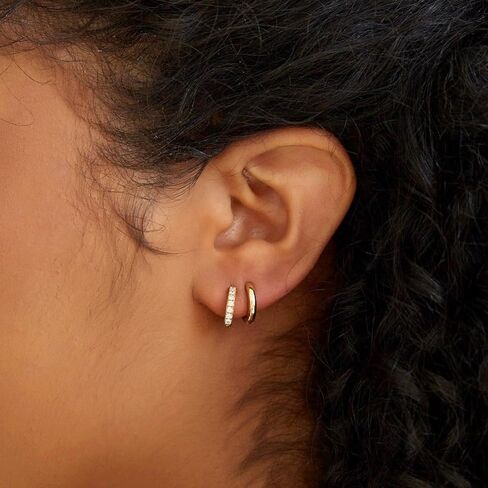 Gold Hoop Earrings Set 14k Gold Plated Huggie Earrings Hypoallergenic Chunky Twisted Thick Jewelry for Multiple Piercing Christmas Gift for Women in Kuwait