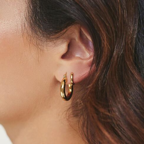 Gold Hoop Earrings Set 14k Gold Plated Huggie Earrings Hypoallergenic Chunky Twisted Thick Jewelry for Multiple Piercing Christmas Gift for Women in Kuwait