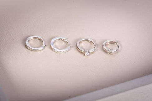 18K Gold Plated Sterling Silver Gem Flower Clicker Mini Cartilage Hoop Earrings | Cubic Zirconia Paved Tiny Huggie Hoops in Saudi Arabia