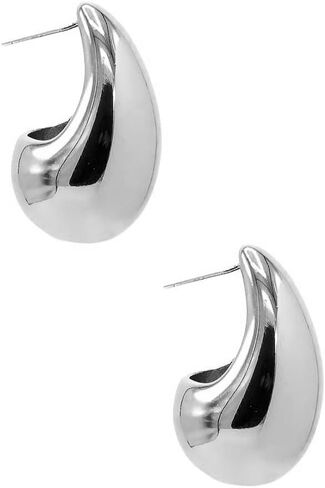 ADINA EDEN Chunky Gold Hoop Earrings For Women, Thick Teadrop Gold Hoops, Hypoallergenic Open Drop 18K Filled Gold Hoop Earrings in Kuwait