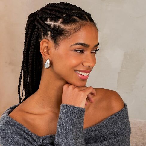 ADINA EDEN Chunky Gold Hoop Earrings For Women, Thick Teadrop Gold Hoops, Hypoallergenic Open Drop 18K Filled Gold Hoop Earrings in Kuwait