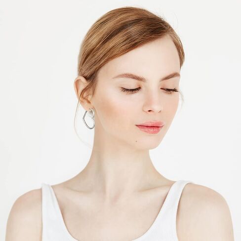 PWUEITR Heart Earrings Lightweight Geometric Hoop Earrings For Women Girls Sweet Love Heart Earrings Valentine's Day Mother's Day Jewelry Gift in Saudi Arabia