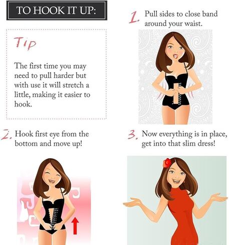 LYZ Women's Waist Trainer Corset for Everyday Wear Steel Boned Tummy Control Weight Loss Body Shaper with Adjustable Hooks in Kuwait