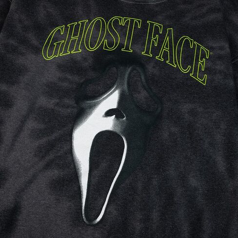 سويت شيرت رجالي من Bioworld Ghostface بأحرف خضراء نيون وصبغ حلزوني أسود in Saudi Arabia