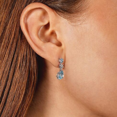 Jewelili Enchanted Disney Fine Jewelry Sterling Silver White Topaz & Sky Blue Topaz Elsa Snowflake Earring in Saudi Arabia