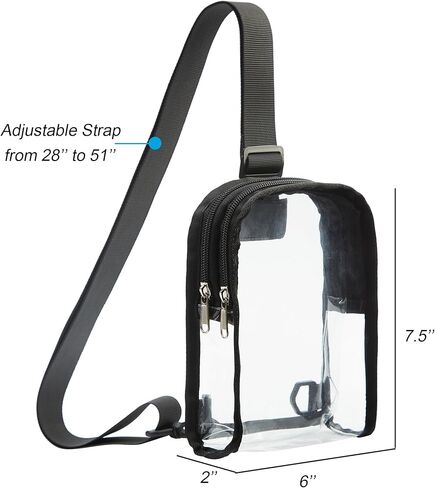 Mini Clear Sling Bag, Clear Crossbody Bag Stadium Approved, Women's Clear Fanny Pack Purse for Daily, Concerts, Sports Events, Black, Stadium Clear Fanny Bag in Kuwait
