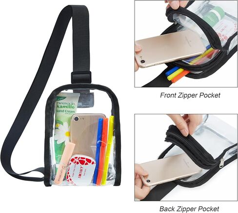 Mini Clear Sling Bag, Clear Crossbody Bag Stadium Approved, Women's Clear Fanny Pack Purse for Daily, Concerts, Sports Events, Black, Stadium Clear Fanny Bag in Kuwait