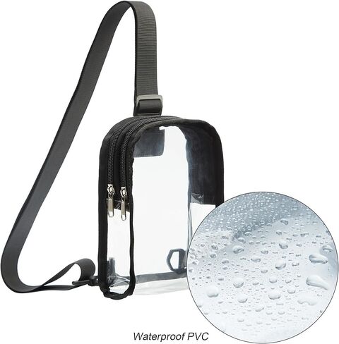 Mini Clear Sling Bag, Clear Crossbody Bag Stadium Approved, Women's Clear Fanny Pack Purse for Daily, Concerts, Sports Events, Black, Stadium Clear Fanny Bag in Kuwait
