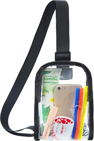 Mini Clear Sling Bag, Clear Crossbody Bag Stadium Approved, Women's Clear Fanny Pack Purse for Daily, Concerts, Sports Events, Black, Stadium Clear Fanny Bag in Kuwait
