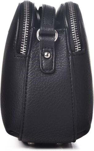 DAVIDJONES 3 Zip Porckets Compartment Crossbody Bag,Faux Leather Shoulder handbag for Women,Small Functional Travel Purse in Saudi Arabia
