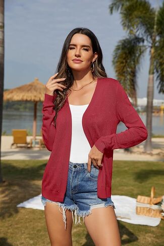 VIISHOW Women's Lightweight Crochet Knit Cardigan Open Front Long Sleeve Hollow Out Soft Shrug Sweater in Kuwait