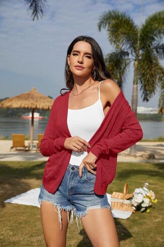 VIISHOW Women's Lightweight Crochet Knit Cardigan Open Front Long Sleeve Hollow Out Soft Shrug Sweater in Kuwait